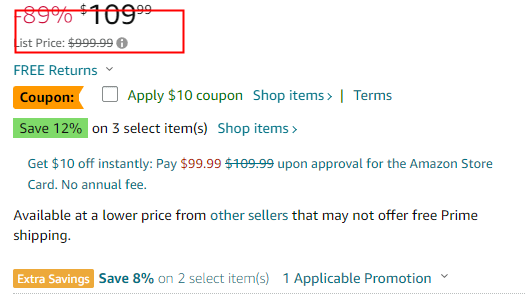 贼夸张的下划线价格如何来的？美国站该链接清一色的都是1299.99 或 999.99 划线价，如何做到的？