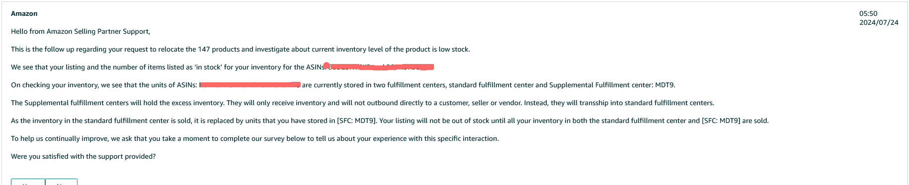 发的货一直到Supplemental fulfillment centers，除了断货请问还有什么办法能转出来吗