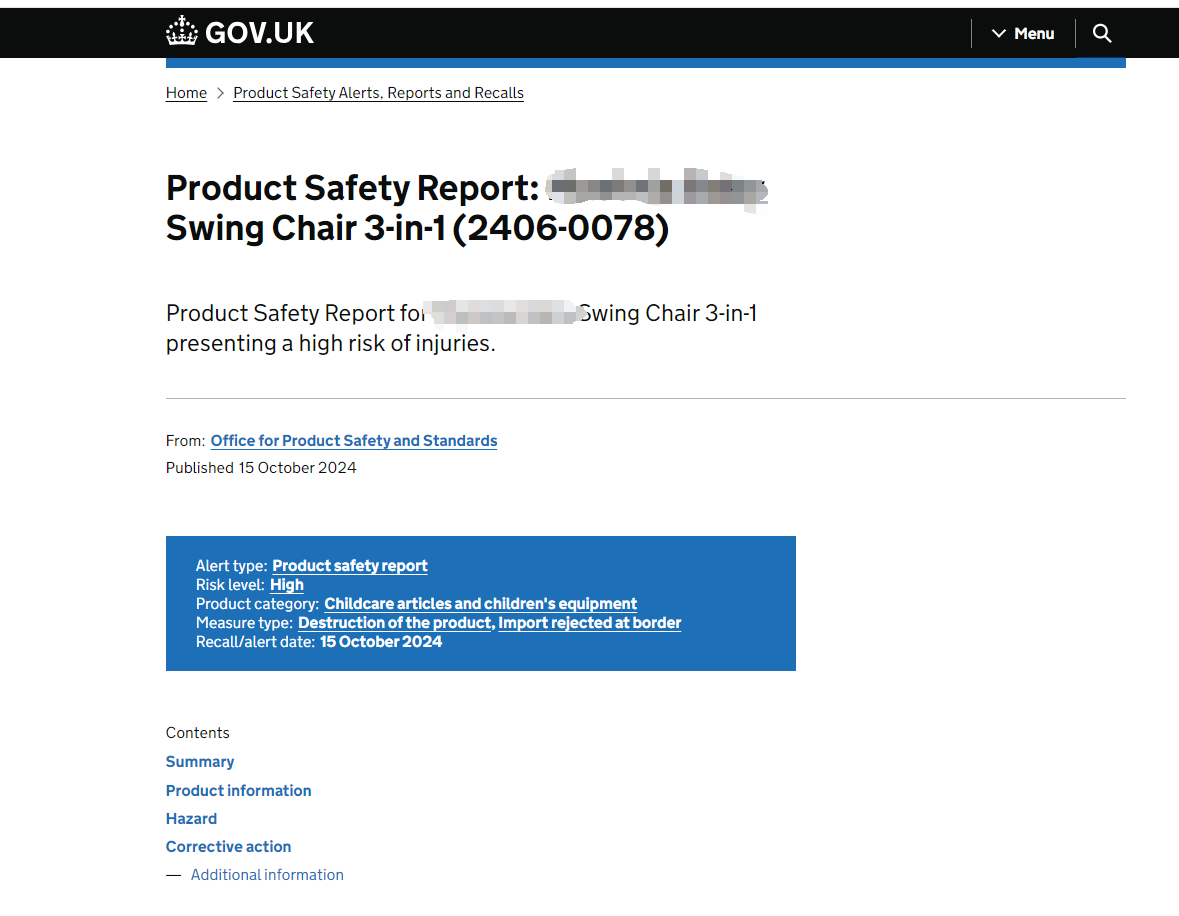 我司产品被英国的实验室出具危险报告登在GOV.uk 网站，亚马逊立即下架全球范围的同款产品，请问如何解决？